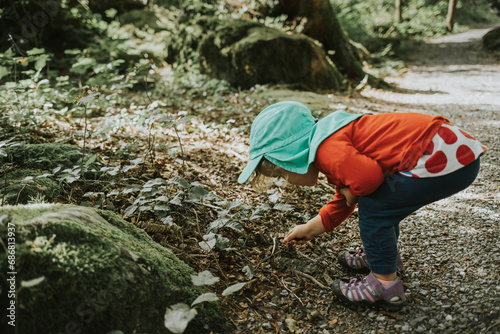 Toddler on a trip in forest