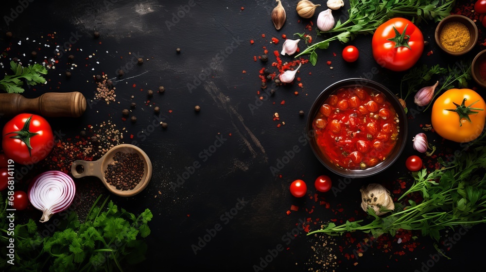Flatlay batch cooking composition Flatlay batch cooking composition