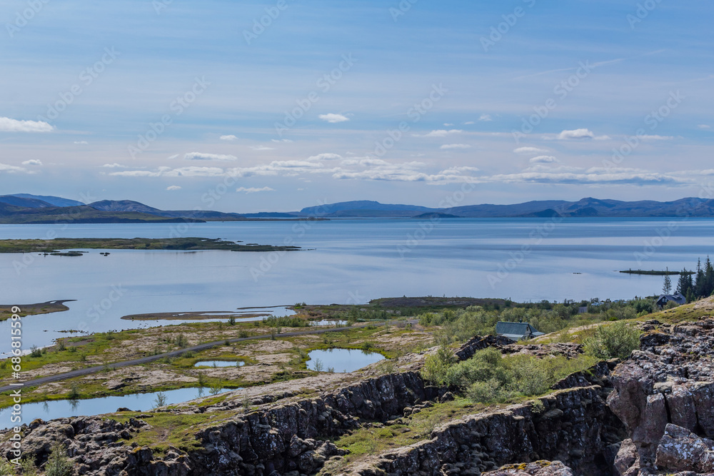 lakes and mountains in Thingvellir National Park
