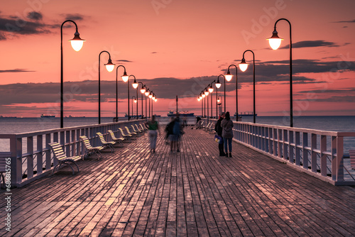 Sunrise on the pier in Orłowo, Gdynia, Tricity photo
