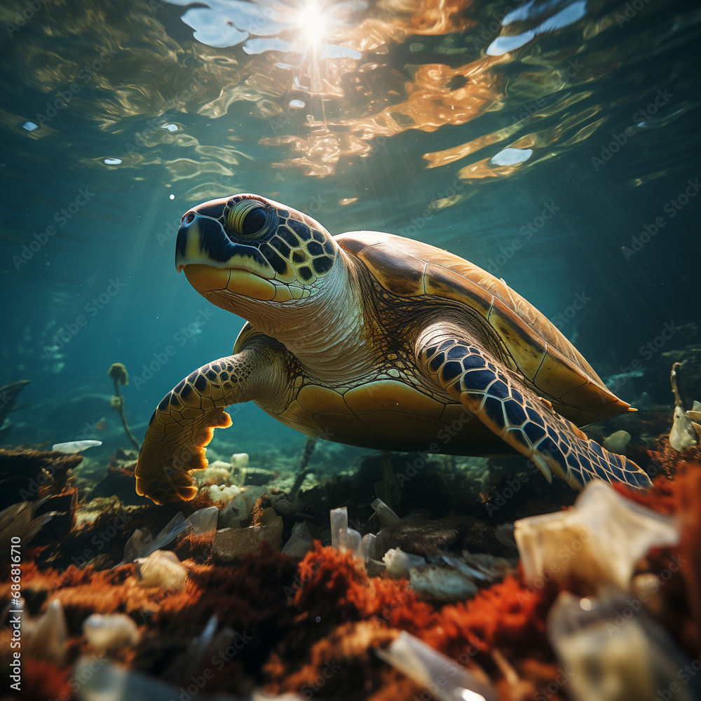 Obraz premium investigate sustainable fishing practices, the establishment of marine protected areas, and innovative solutions to combat plastic pollution in oceans