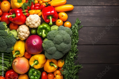 Top view of fresh fruits and vegetables