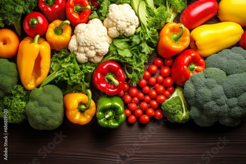 Top view of fresh fruits and vegetables