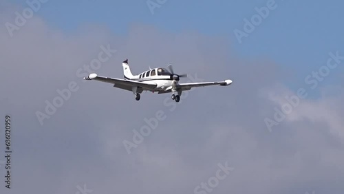 Small Regional Pleasure Turboprop propeller plane aircraft Airplane Landing Final Approach into Airport Airfield photo