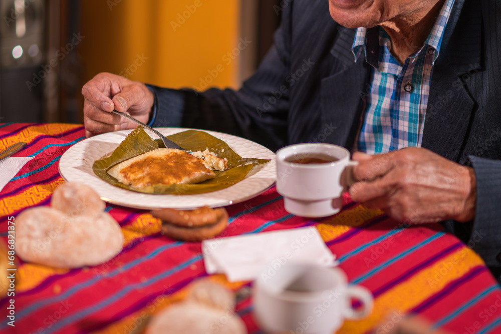 Person in front of a traditional Christmas dish Person in front of a traditional Christmas dish