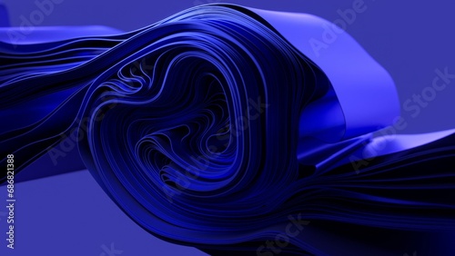 Bilde på lerret Sleek blue 3D curves create a serene, flowing ribbon in a deep ocean hue