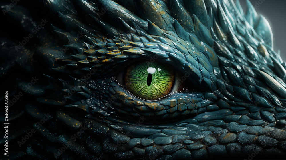 Fototapeta premium green dragon eye close up