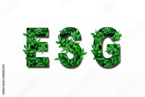 Lettering ECO, ESG, EARTH green grass texture isolated on white background. Word ECO, ESG, EARTH. Concept eco-friendly.