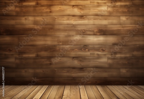 Light color fresh wooden plank floor with horizontal wooden plank shape wall.