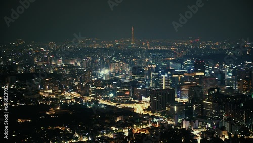 Wallpaper Mural Mountain top night view of urban city skyline of Seoul in South Korea, Asia. Torontodigital.ca