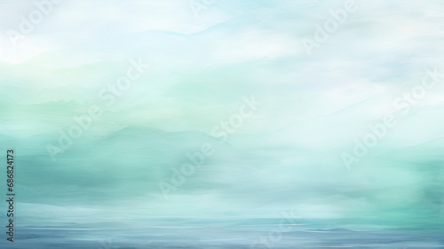 Abstract watercolor drawing on marine theme. Calm sea. Delicate green, blue and turquoise colors. Copy space.