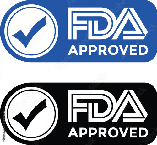 FDA Approved Food and Drug Administration stamp, icon, symbol, label, badge, logo, seal