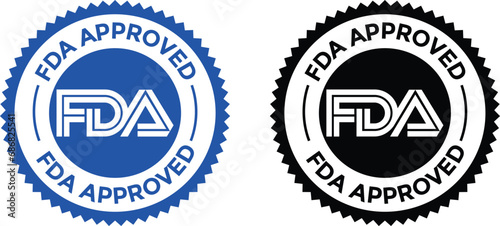 FDA approved. Stamp with text Fda approved. Fda (Food and Drug Administration) approved label, badge, logo, seal  photo