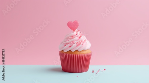 Indulging Heart Cupcake Treat: Sweetness in Gleaming Heart-shaped Temptations photo