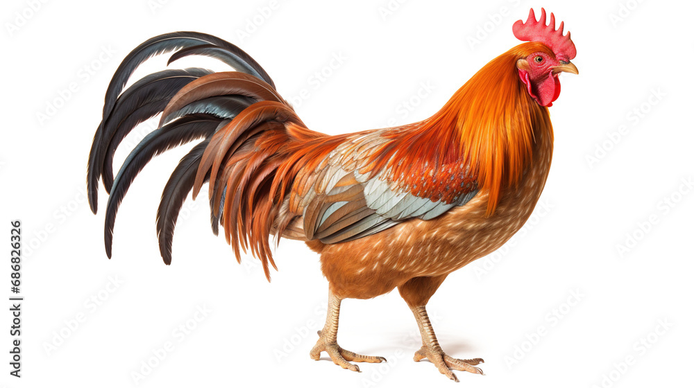 A rooster isolated on transparent background, PNG image with background removed, Created with Generative Ai technology.