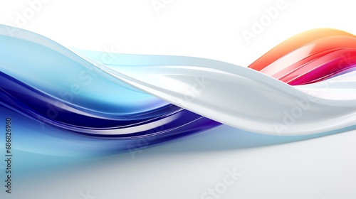 abstract blue and red waves on white background. 3d illustration