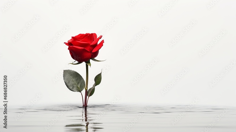 Red Rose Love Illumination: Single Blossom Illuminated in Romantic Nature's Beauty Red Rose Love Illumination: Single Blossom Illuminated in Romantic Nature's Beauty