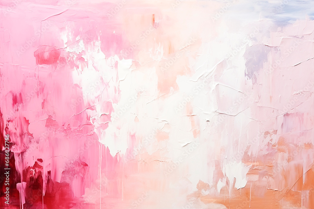 Pink and white brush strokes of oil paint, texture, abstract background, art. Copy space. Pink and white brush strokes of oil paint, texture, abstract background, art. Copy space.