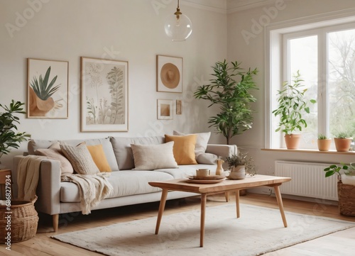 Modern scandinavian living room design Ai generated