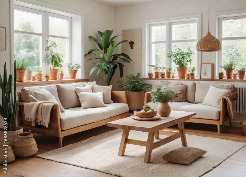 Modern scandinavian living room design Generative Ai 