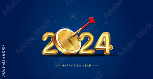 2024 new year financial target concept design.