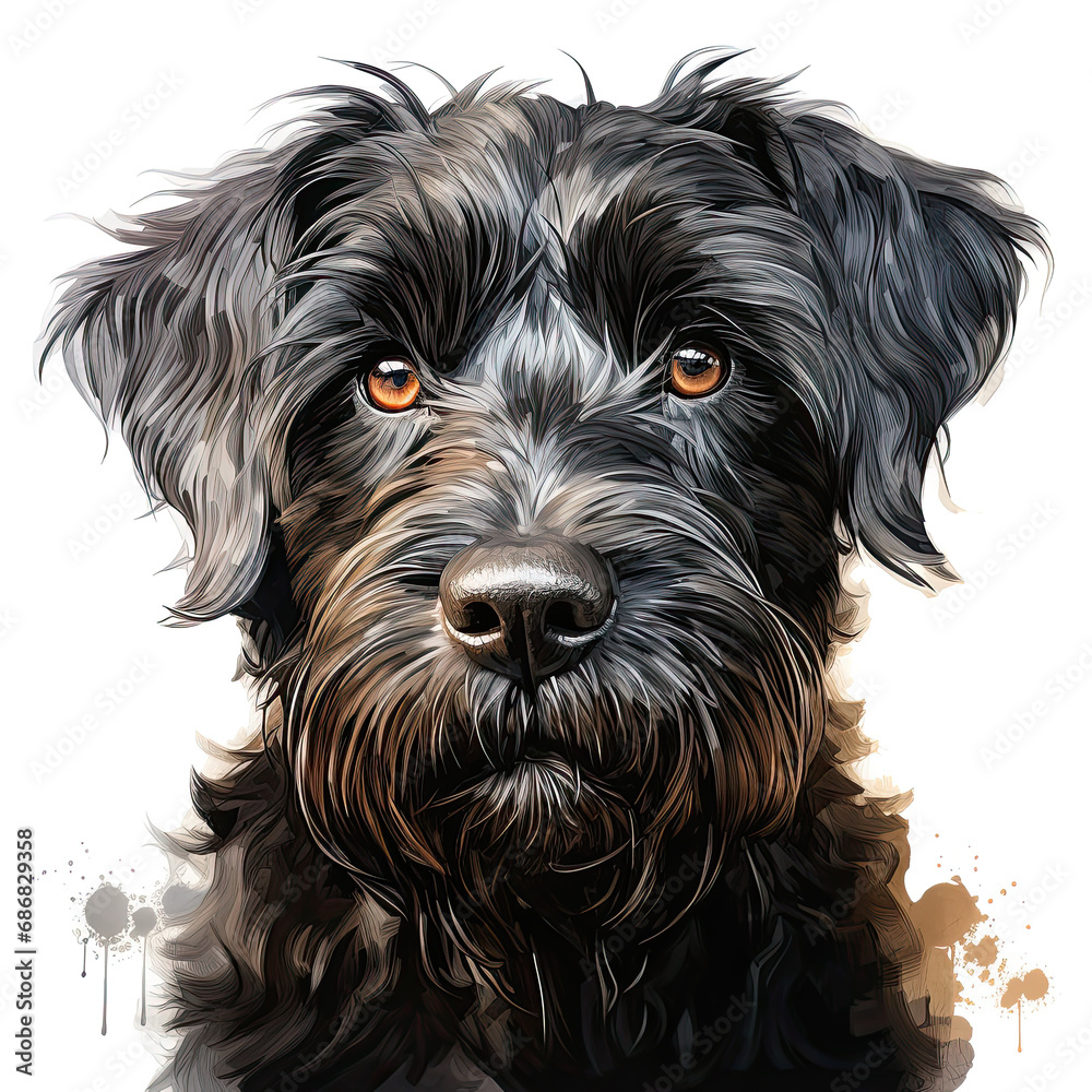 watercolor Black Russian Terrier clipart