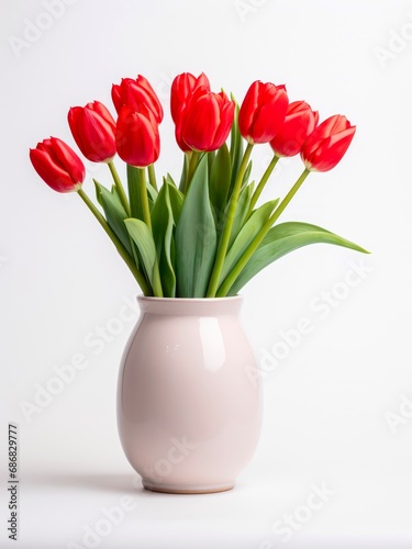 Wallpaper Mural Bouquet of red tulips in a vase on white background. Torontodigital.ca