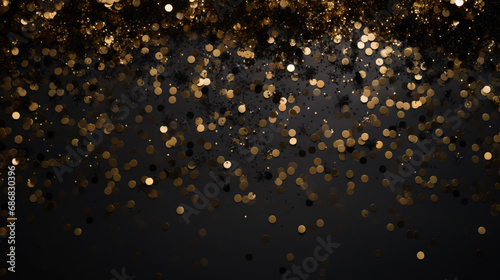 The background is beautiful and has a festive atmosphere. that creates a happy New Year's atmosphere The alternating use of gold and black is a curve of elegance and elegant style. A rain of confettis photo
