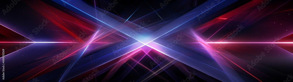Intersecting beams of sapphire and ruby light, forming geometric patterns. Intersecting beams of sapphire and ruby light, forming geometric patterns.