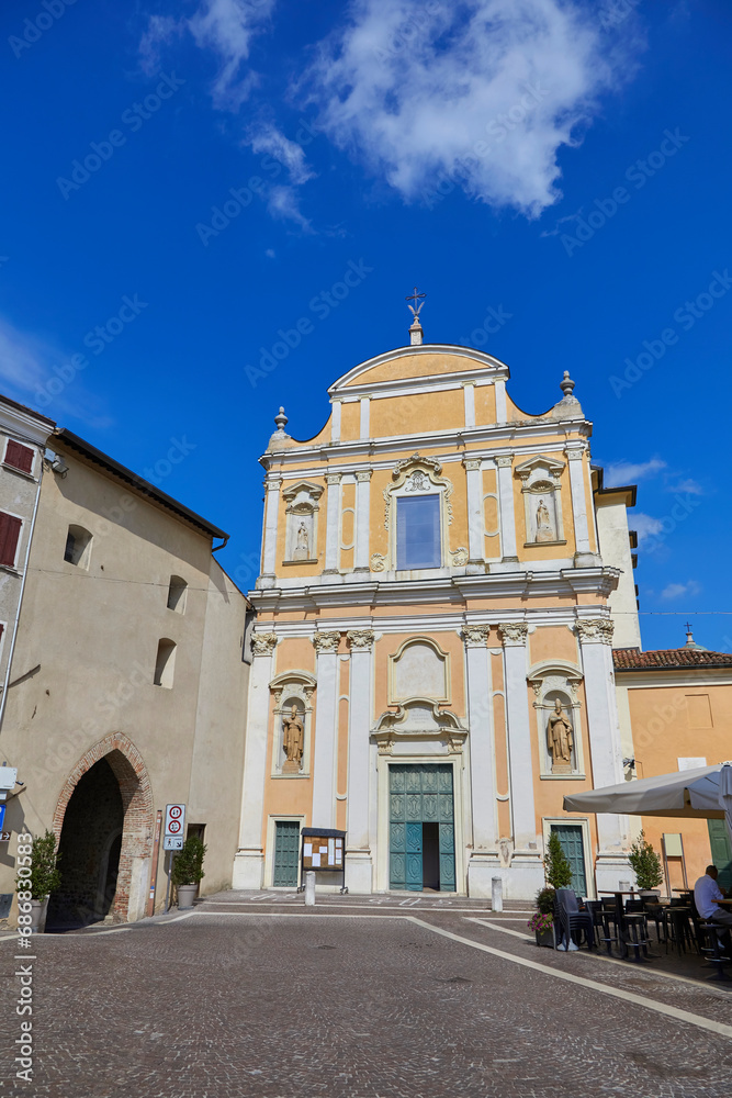 Beautiful view of the church of Santa Maria Nova, in the historic old town in the province of Mantua, Italy.  