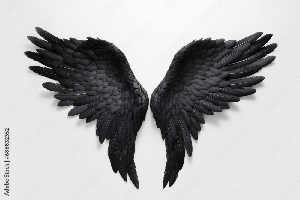 Obraz premium Big white angel wings on bright red background, with golden sparkles.