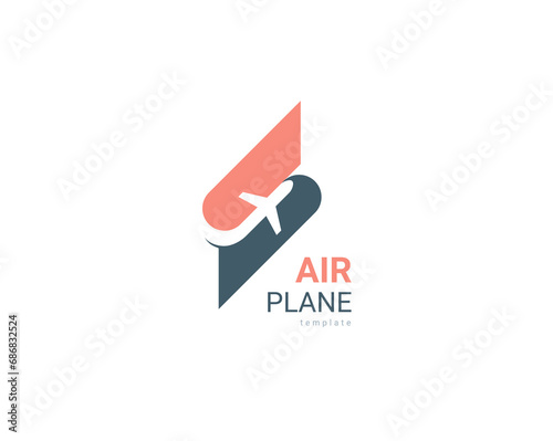 Airplane logo silhouette plane fly vector