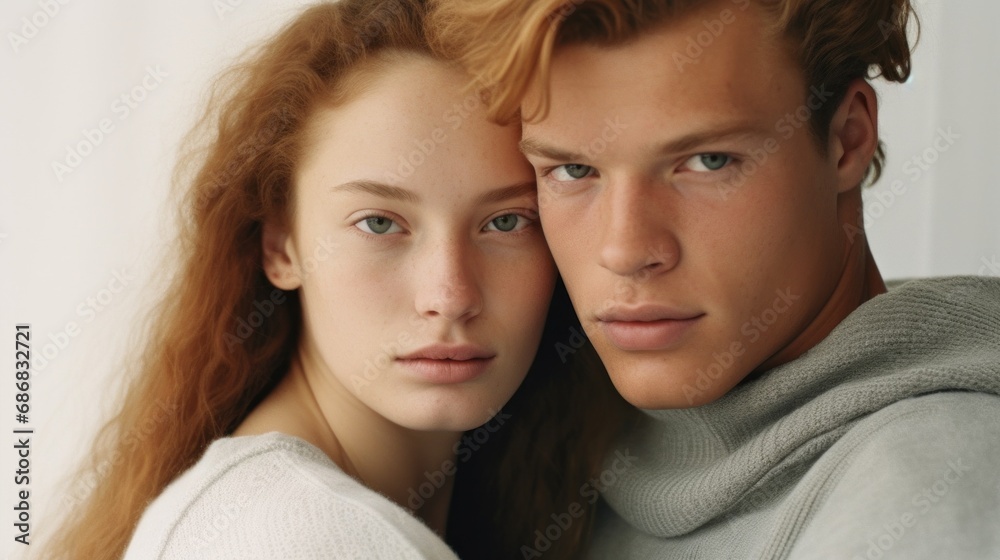 In a cozy setting, a mixed-skin couple shares an intimate embrace. In a cozy setting, a mixed-skin couple shares an intimate embrace.