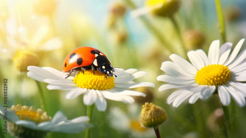 Ladybird and daisy as lucky charm.