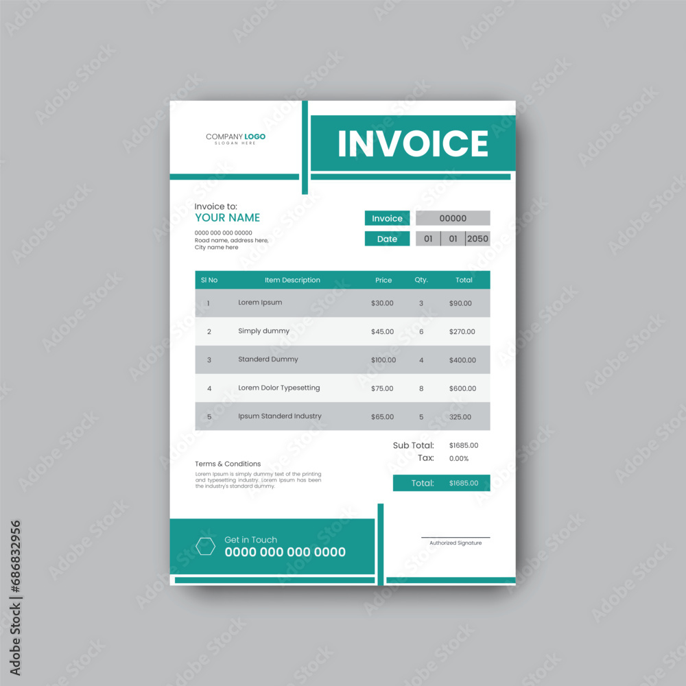 Modern corporate invoice design template. Modern corporate invoice design template.