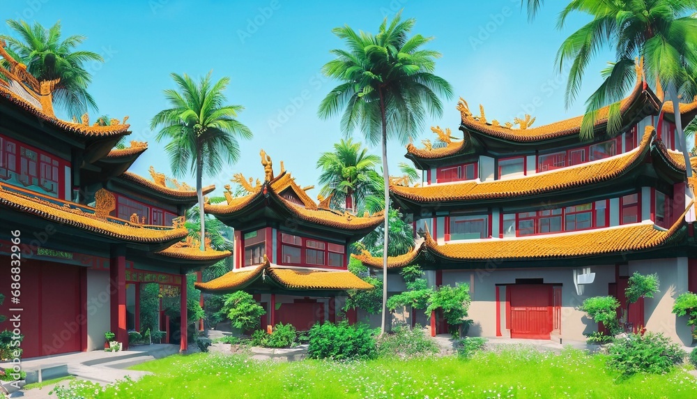 chinese temple in the garden