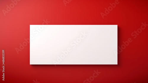 white business card with copy space on a red background. photo