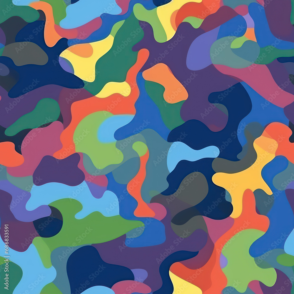 Seamless Abstract Camouflage Dirty Fabric Rainbow Pattern Background