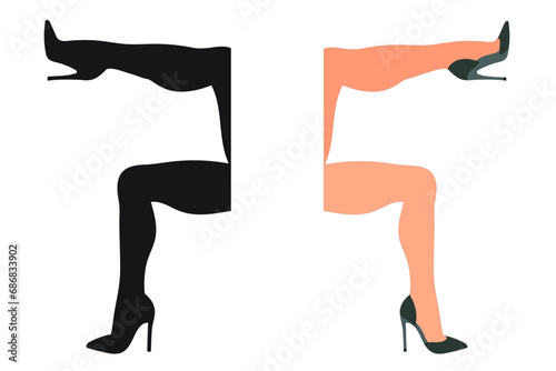 Sketchy image of the silhouette of womens shoes. Shoes stilettos, high heels