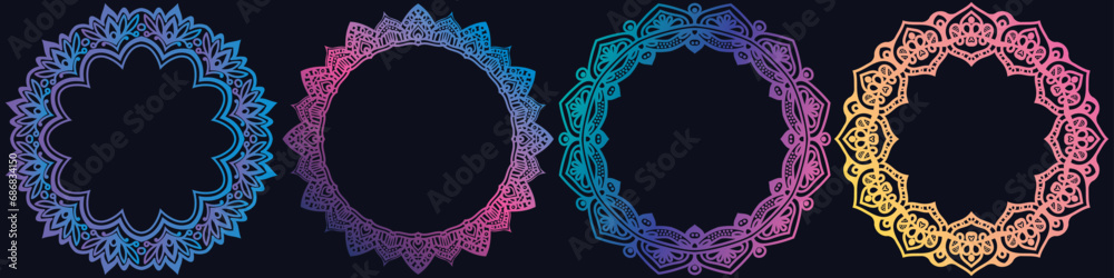 ornamental art circle pattern elements set combo.