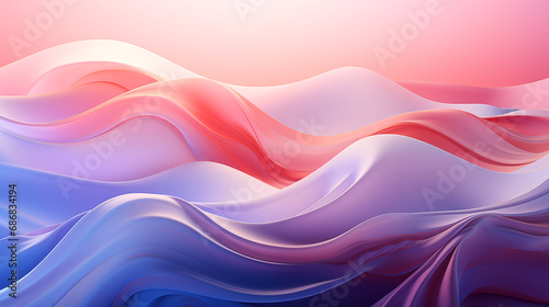 Biomorphic abstract thick illustration of light blue pink theme, neumorphism design background