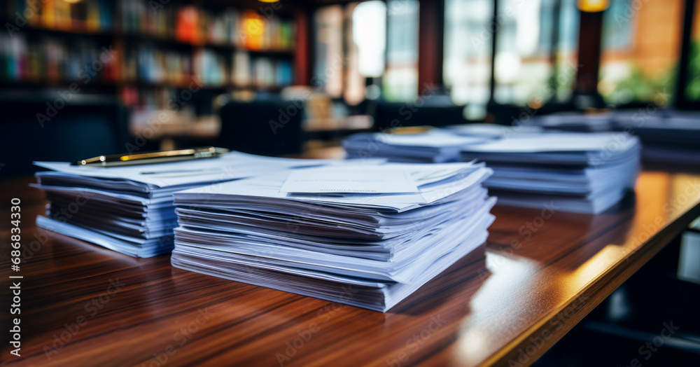 collection of report papers for business purposes, such as annual reports on a table. Stack of papers. collection of report papers for business purposes, such as annual reports on a table. Stack of papers.