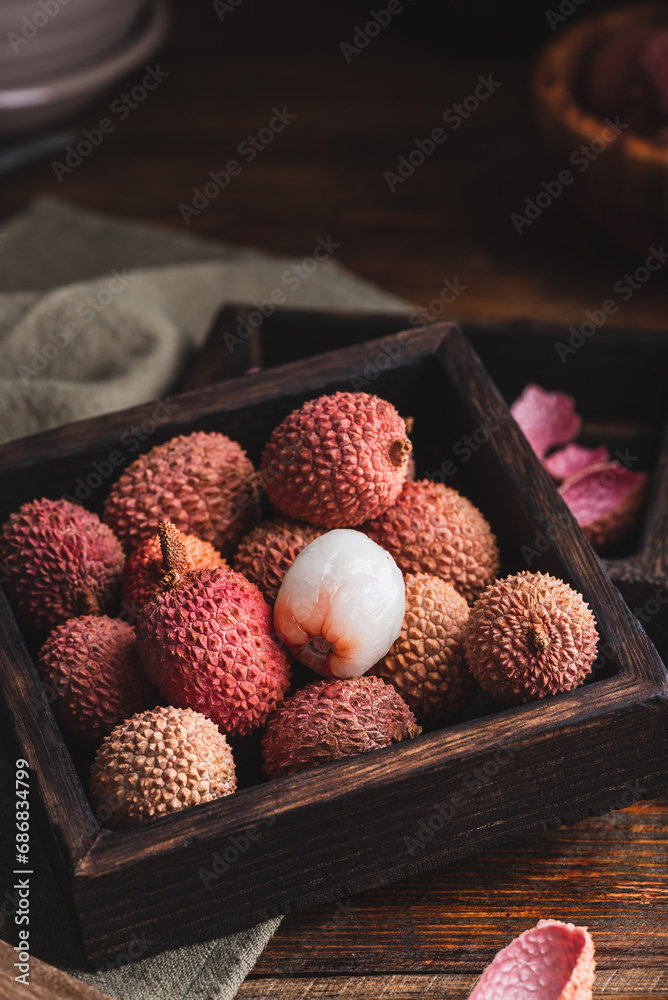 Small Box Full of Lychee Fruits Small Box Full of Lychee Fruits