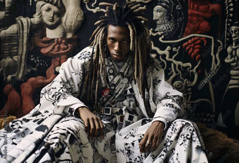 Obraz premium portrait of a black afro samurai
