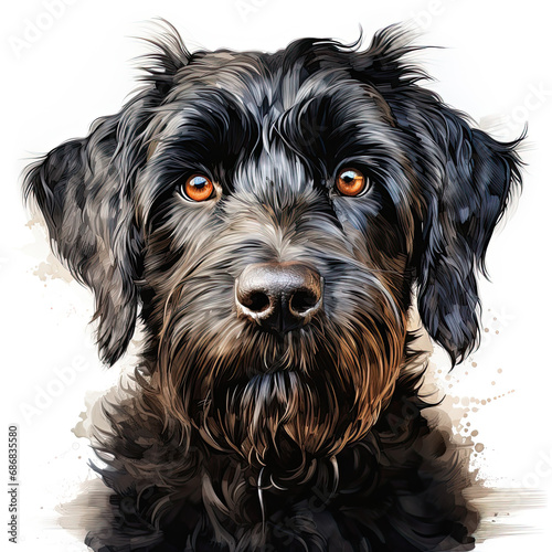 watercolor Black Russian Terrier clipart