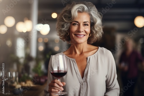 Mature Woman at a Wine Tasting Event