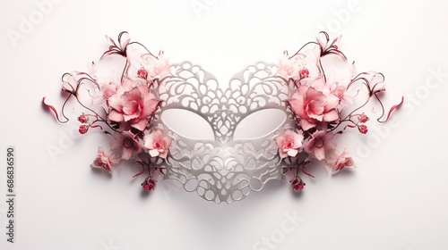 Masquerade Elegance: Lacey Masks & Flower Eyes - Celebrating Valentine's Day in Traditional Festival Fashion