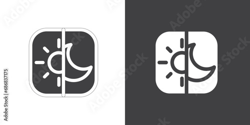 Switch icon of dark mode, vector illustration. Day and night mode, Switch icon  to select dark mode or night brightness in the settings of a smart mobile device.