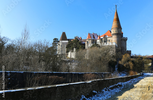 Corvin Castle, Hunedoara, Transylvania, Romania. Hunyad Castle was laid out in 1446. Castelul Huniazilor in Romania, Europe photo