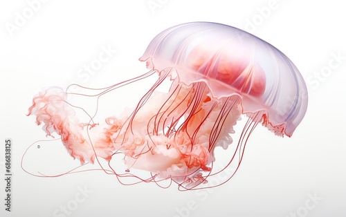 a jellyfish with red tentacles